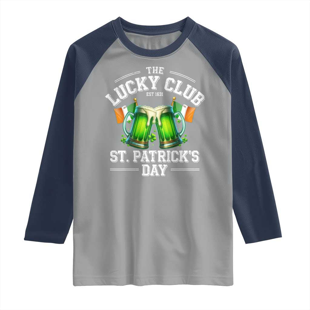 Funny St Patrick's Day Irish Beer Drinking Raglan Shirt The Lucky Beer Club Ireland Flag