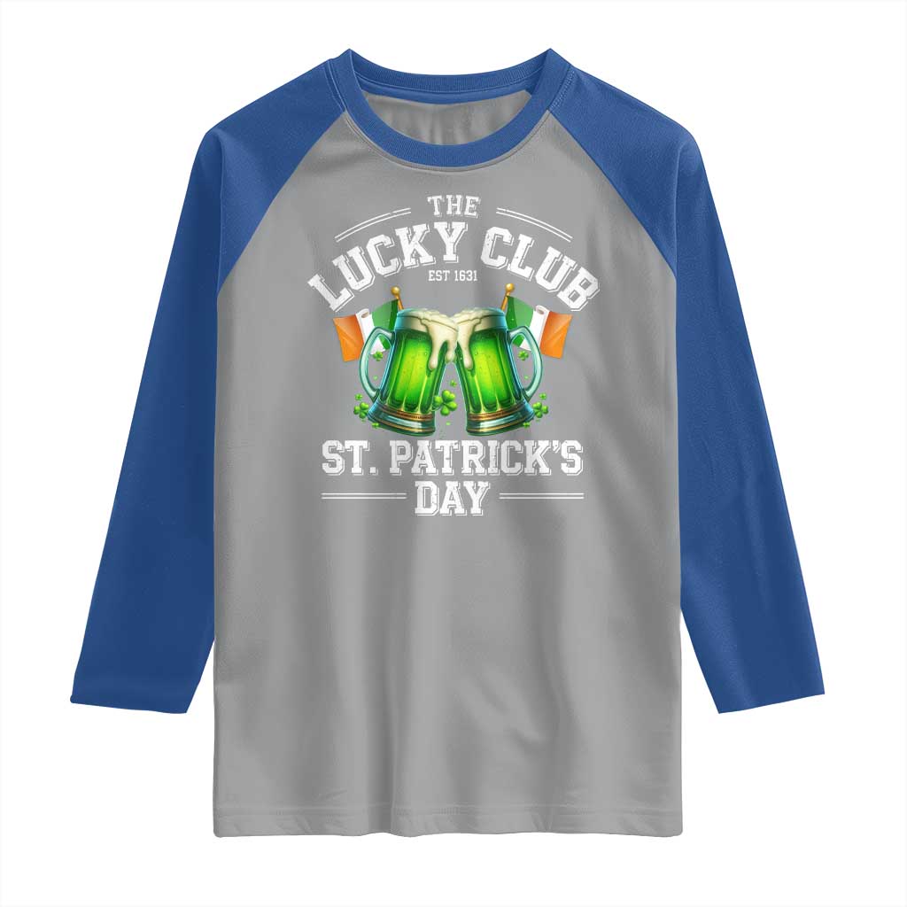 Funny St Patrick's Day Irish Beer Drinking Raglan Shirt The Lucky Beer Club Ireland Flag