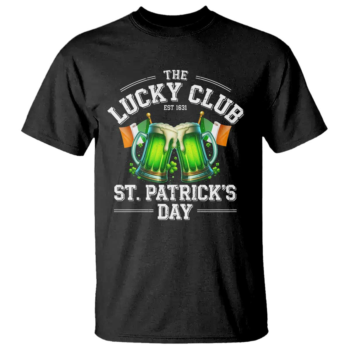 Funny St Patrick's Day Irish Beer Drinking T Shirt The Lucky Beer Club Ireland Flag