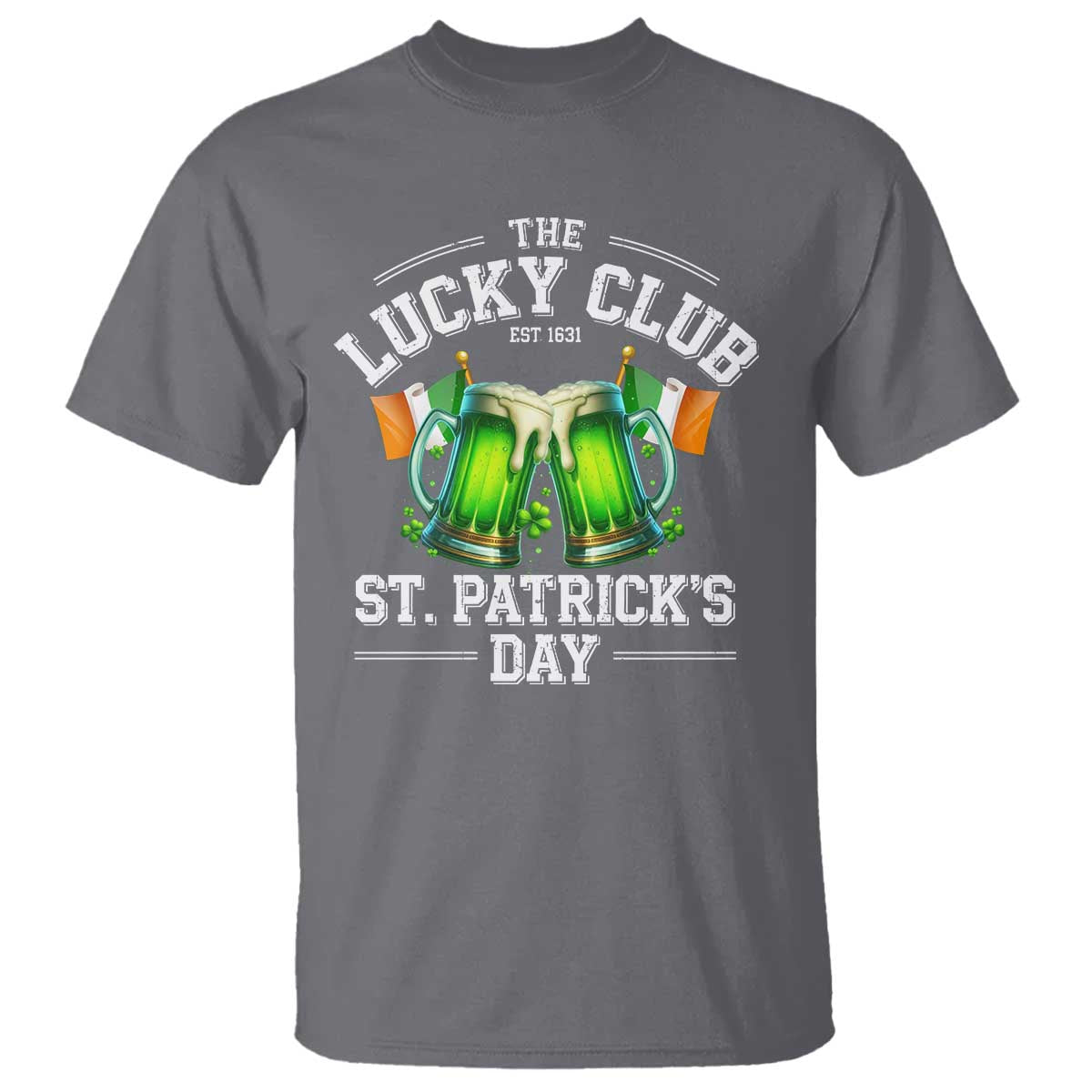 Funny St Patrick's Day Irish Beer Drinking T Shirt The Lucky Beer Club Ireland Flag