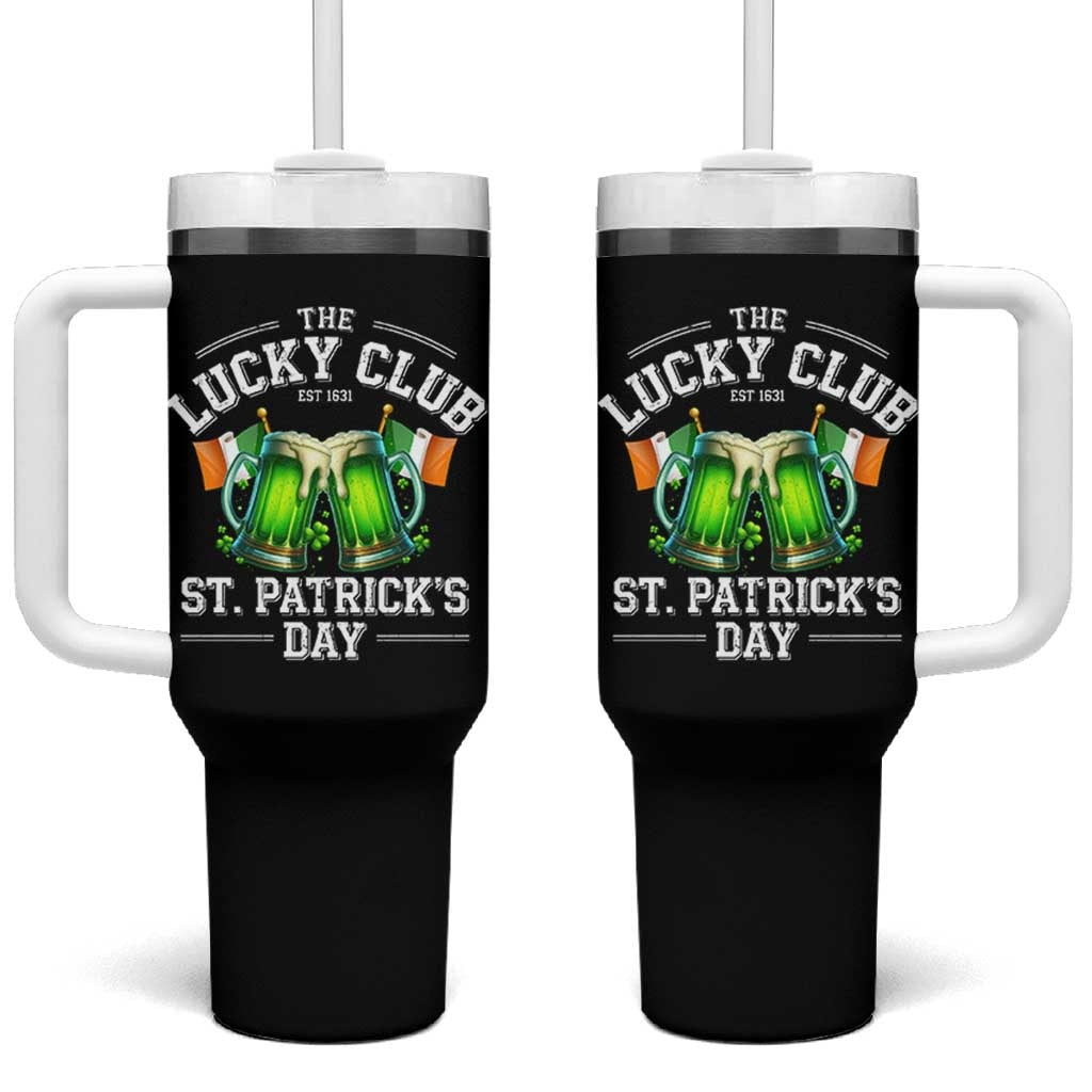 Funny St Patrick's Day Irish Beer Drinking Tumbler With Handle The Lucky Beer Club Ireland Flag - Wonder Print Shop