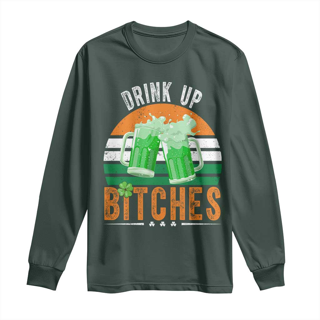 Funny St Patrick's Day Irish Beer Drinking Long Sleeve Shirt Drink Up Bitches Beer Mug