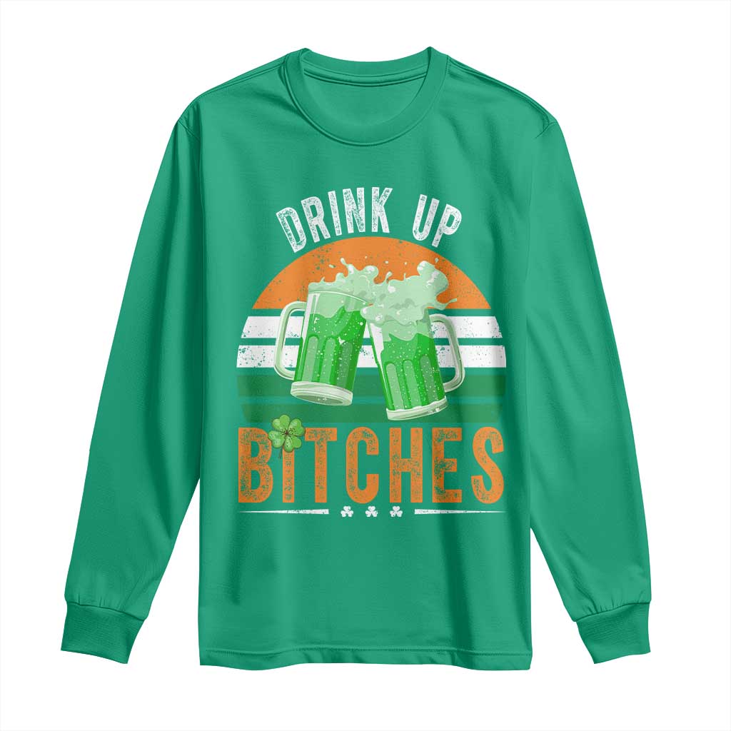 Funny St Patrick's Day Irish Beer Drinking Long Sleeve Shirt Drink Up Bitches Beer Mug