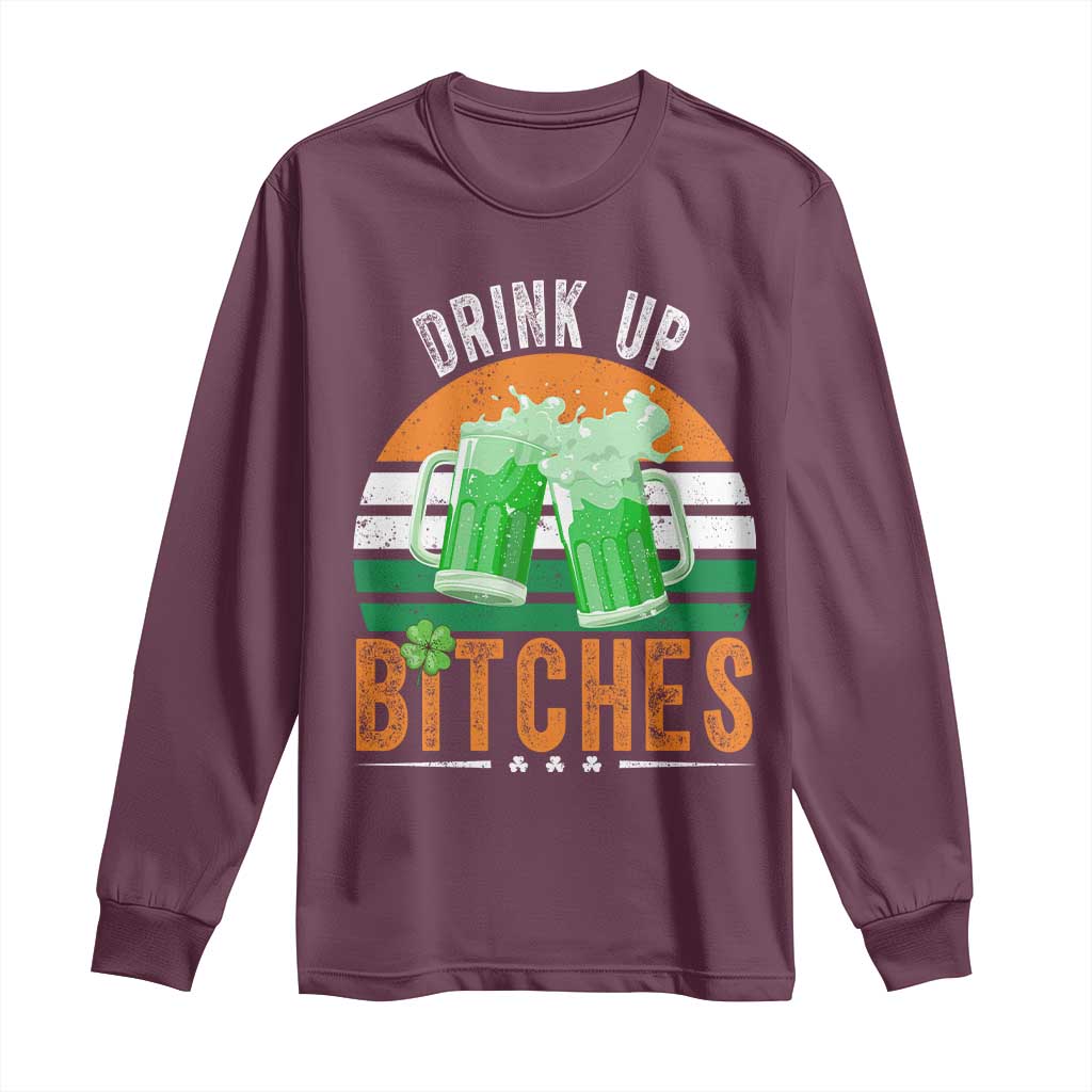 Funny St Patrick's Day Irish Beer Drinking Long Sleeve Shirt Drink Up Bitches Beer Mug