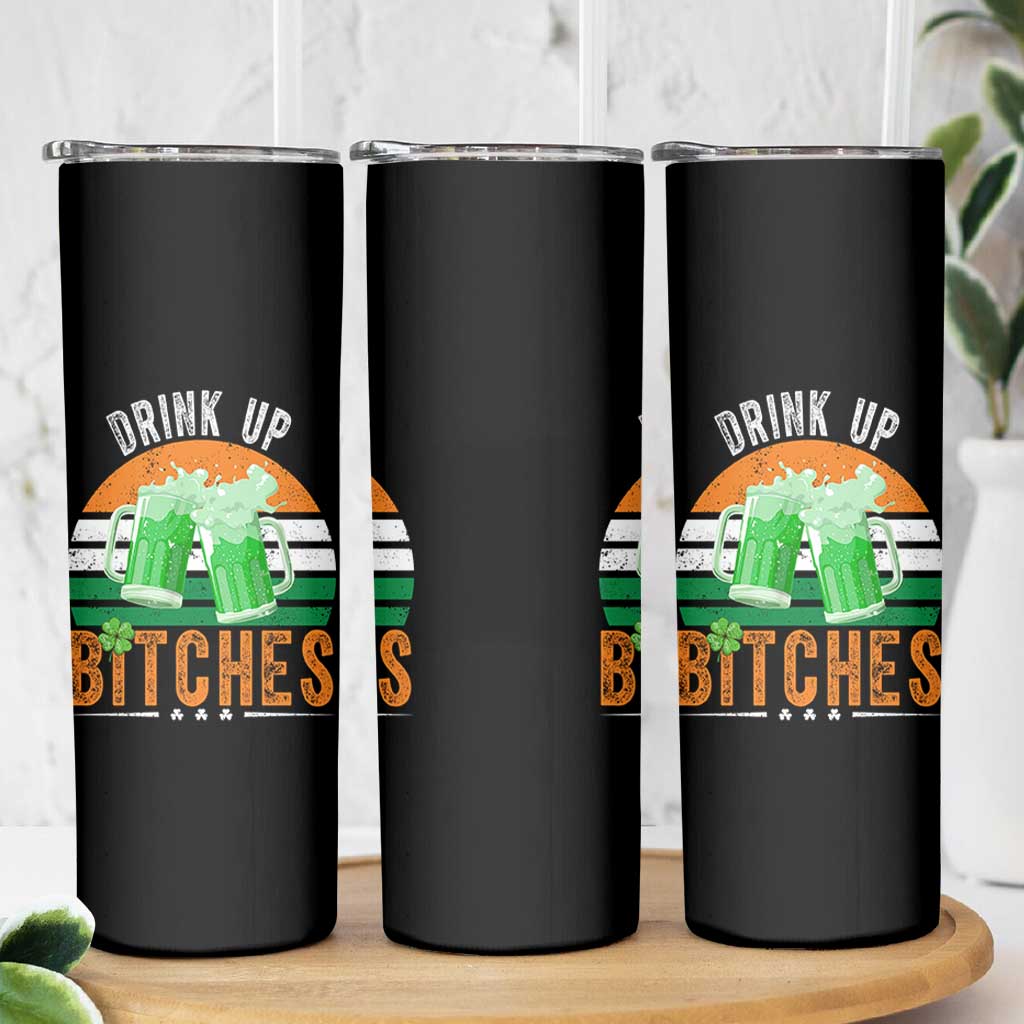 Funny St Patrick's Day Irish Beer Drinking Skinny Tumbler Drink Up Bitches Beer Mug - Wonder Print Shop