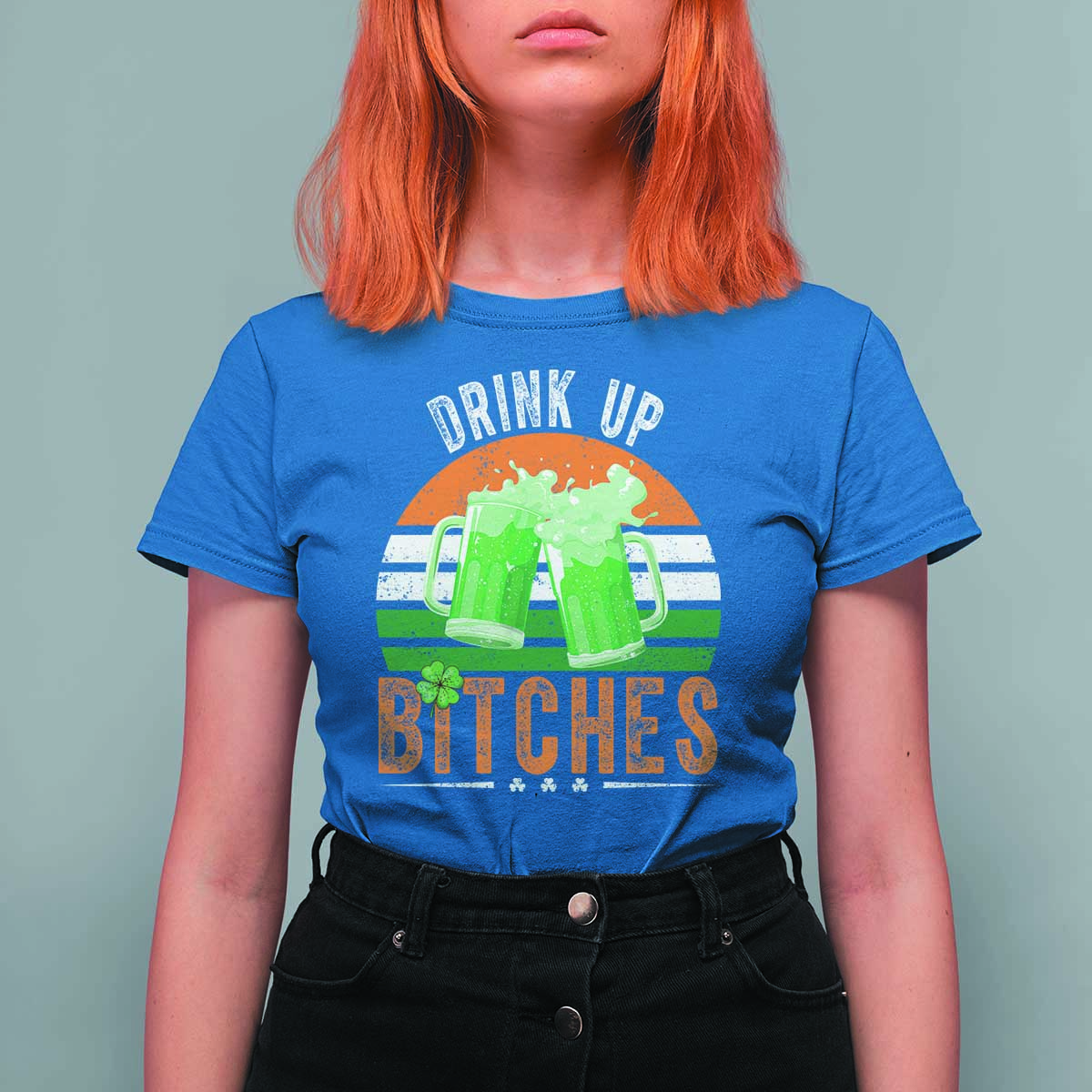 Funny St Patrick's Day Irish Beer Drinking T Shirt For Women Drink Up Bitches Beer Mug
