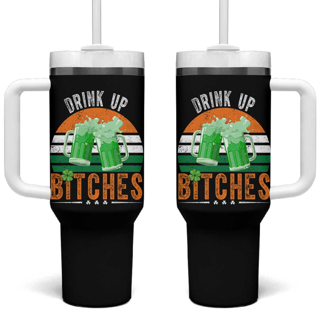Funny St Patrick's Day Irish Beer Drinking Tumbler With Handle Drink Up Bitches Beer Mug - Wonder Print Shop