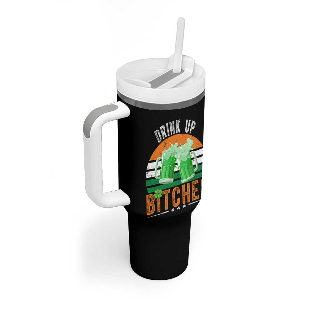 Funny St Patrick's Day Irish Beer Drinking Tumbler With Handle Drink Up Bitches Beer Mug - Wonder Print Shop