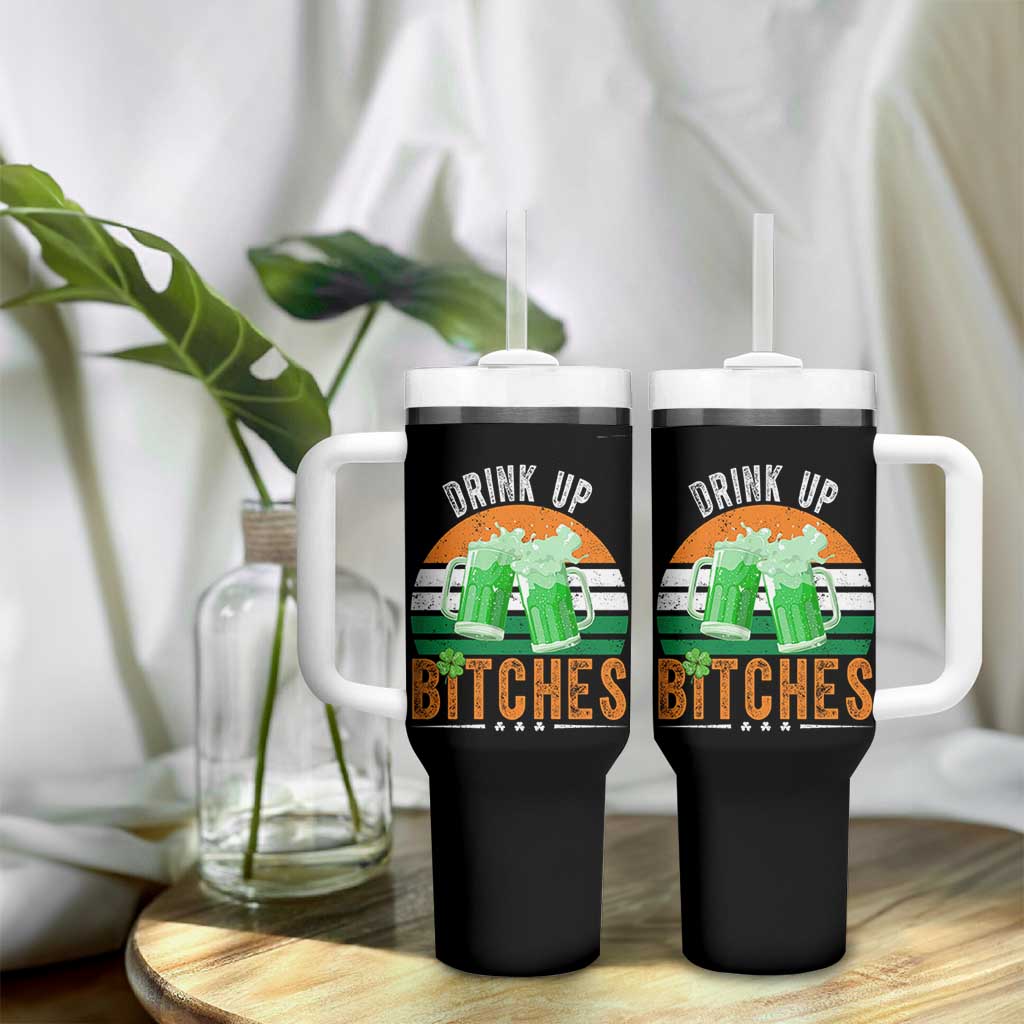 Funny St Patrick's Day Irish Beer Drinking Tumbler With Handle Drink Up Bitches Beer Mug - Wonder Print Shop