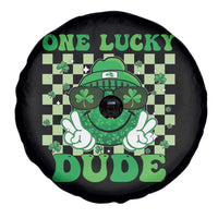 Funny One Lucky Dude St Patrick's Day Spare Tire Cover Checkerboard Shamrock