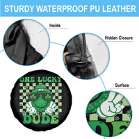 Funny One Lucky Dude St Patrick's Day Spare Tire Cover Checkerboard Shamrock