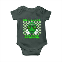 Funny One Lucky Dude St Patrick's Day Baby Onesie Checkerboard Shamrock