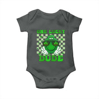 Funny One Lucky Dude St Patrick's Day Baby Onesie Checkerboard Shamrock