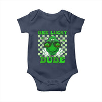 Funny One Lucky Dude St Patrick's Day Baby Onesie Checkerboard Shamrock