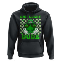 Funny One Lucky Dude St Patrick's Day Hoodie Checkerboard Shamrock