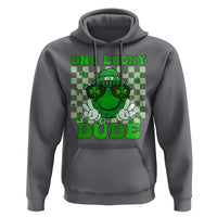 Funny One Lucky Dude St Patrick's Day Hoodie Checkerboard Shamrock
