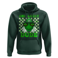 Funny One Lucky Dude St Patrick's Day Hoodie Checkerboard Shamrock