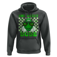 Funny One Lucky Dude St Patrick's Day Hoodie Checkerboard Shamrock