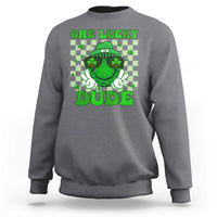 Funny One Lucky Dude St Patrick's Day Sweatshirt Checkerboard Shamrock