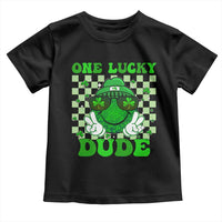 Funny One Lucky Dude St Patrick's Day Toddler T Shirt Checkerboard Shamrock