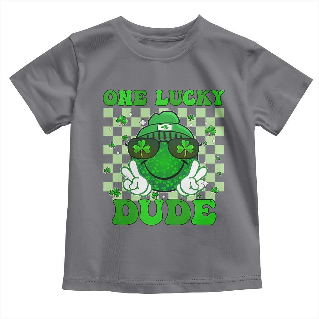 Funny One Lucky Dude St Patrick's Day Toddler T Shirt Checkerboard Shamrock