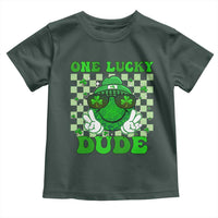 Funny One Lucky Dude St Patrick's Day Toddler T Shirt Checkerboard Shamrock