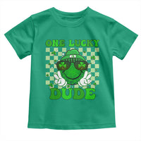 Funny One Lucky Dude St Patrick's Day Toddler T Shirt Checkerboard Shamrock