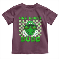 Funny One Lucky Dude St Patrick's Day Toddler T Shirt Checkerboard Shamrock