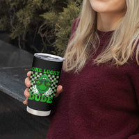 Funny One Lucky Dude St Patrick's Day Tumbler Cup Checkerboard Shamrock