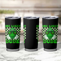 Funny One Lucky Dude St Patrick's Day Tumbler Cup Checkerboard Shamrock
