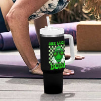 Funny One Lucky Dude St Patrick's Day Tumbler With Handle Checkerboard Shamrock