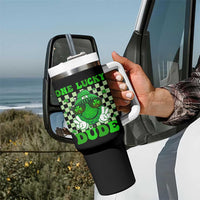 Funny One Lucky Dude St Patrick's Day Tumbler With Handle Checkerboard Shamrock