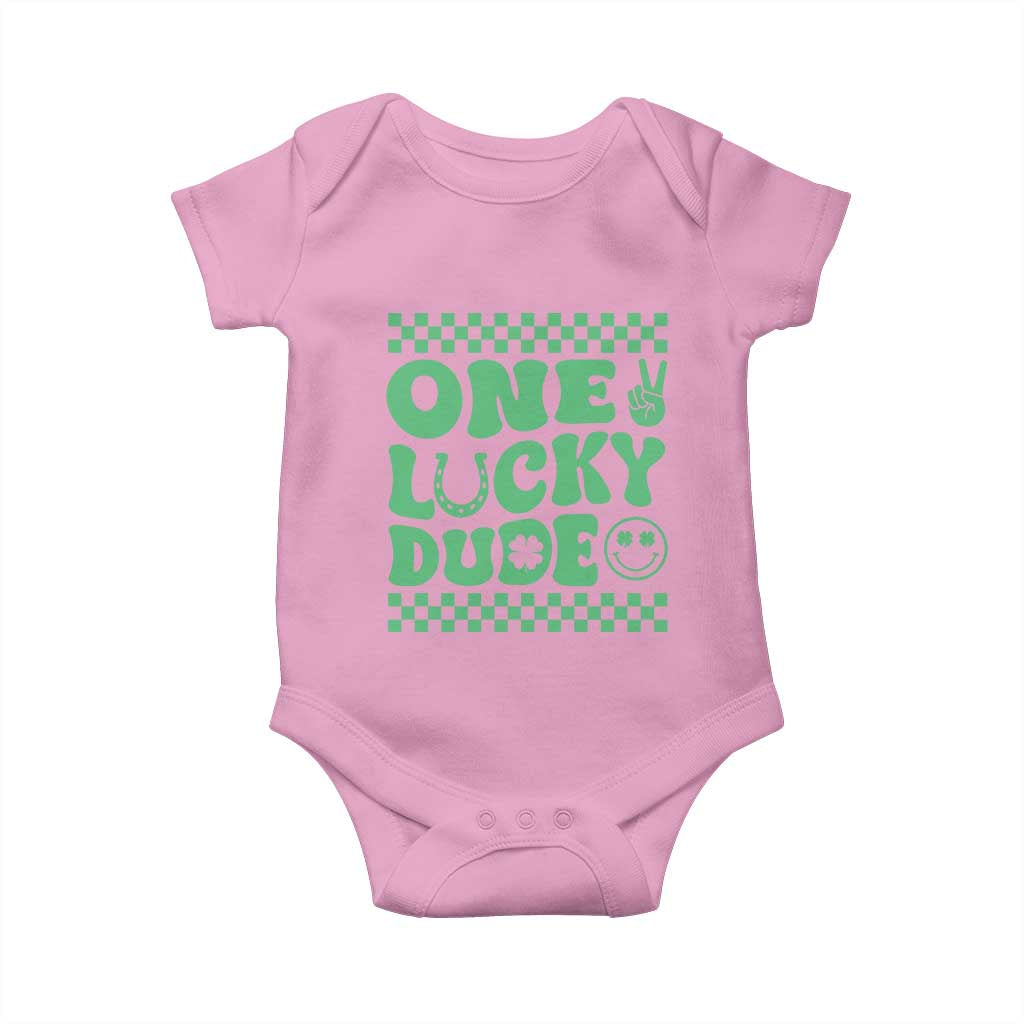 Funny One Lucky Dude Baby Onesie St Patrick's Day Clover Horseshoe