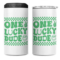 Funny One Lucky Dude 4 in 1 Can Cooler Tumbler St Patrick's Day Clover Horseshoe