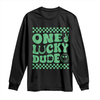 Funny One Lucky Dude Long Sleeve Shirt St Patrick's Day Clover Horseshoe