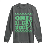 Funny One Lucky Dude Long Sleeve Shirt St Patrick's Day Clover Horseshoe