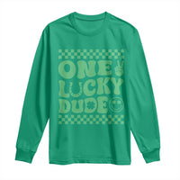 Funny One Lucky Dude Long Sleeve Shirt St Patrick's Day Clover Horseshoe