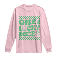 Funny One Lucky Dude Long Sleeve Shirt St Patrick's Day Clover Horseshoe