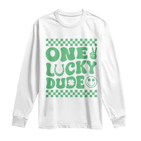 Funny One Lucky Dude Long Sleeve Shirt St Patrick's Day Clover Horseshoe