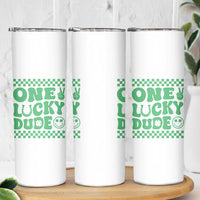 Funny One Lucky Dude Skinny Tumbler St Patrick's Day Clover Horseshoe