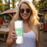 Funny One Lucky Dude Skinny Tumbler St Patrick's Day Clover Horseshoe