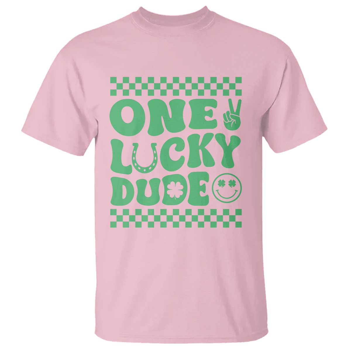 Funny One Lucky Dude T Shirt St Patrick's Day Clover Horseshoe