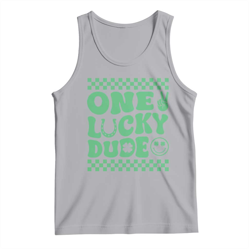 Funny One Lucky Dude Tank Top St Patrick's Day Clover Horseshoe