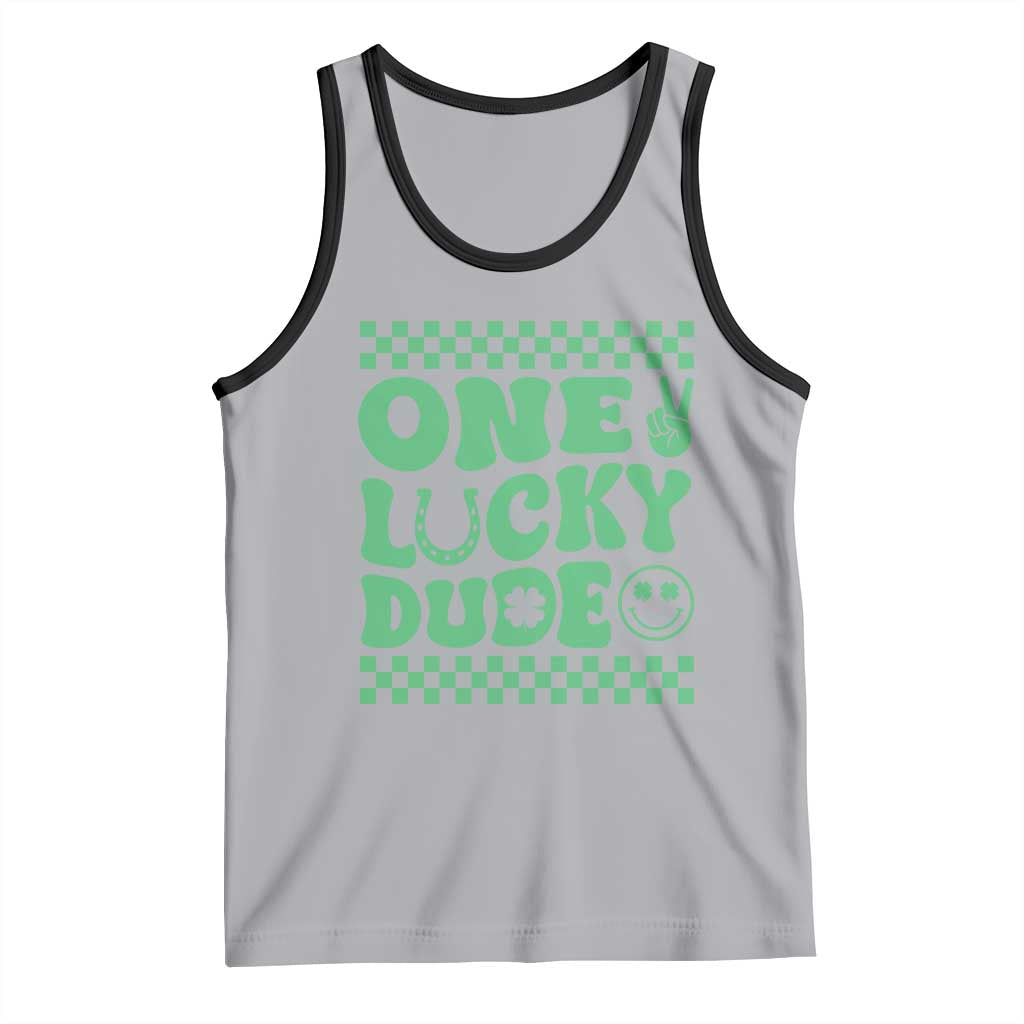 Funny One Lucky Dude Tank Top St Patrick's Day Clover Horseshoe