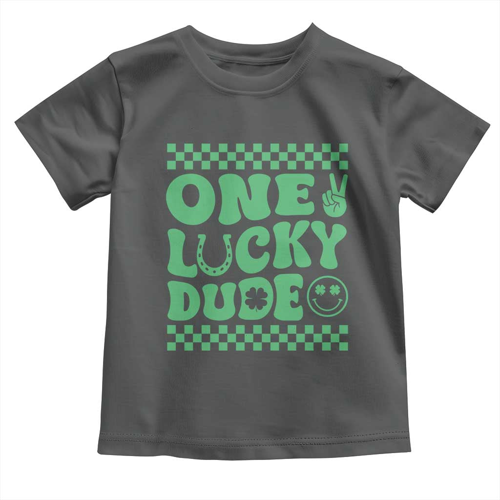 Funny One Lucky Dude Toddler T Shirt St Patrick's Day Clover Horseshoe