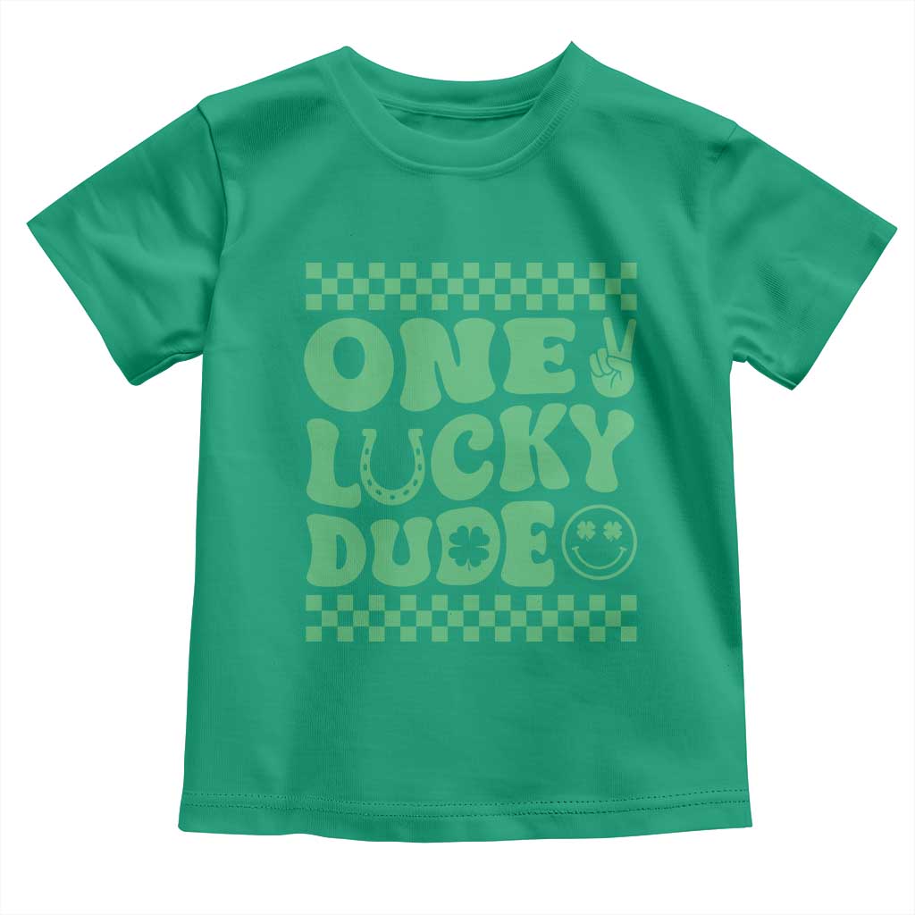 Funny One Lucky Dude Toddler T Shirt St Patrick's Day Clover Horseshoe