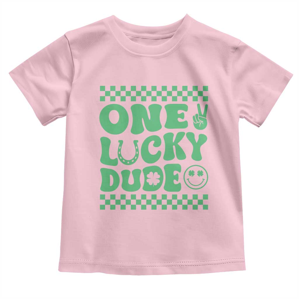 Funny One Lucky Dude Toddler T Shirt St Patrick's Day Clover Horseshoe
