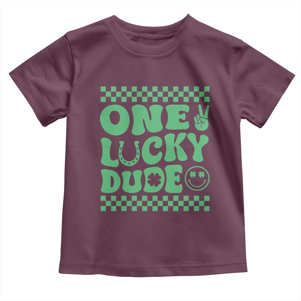 Funny One Lucky Dude Toddler T Shirt St Patrick's Day Clover Horseshoe