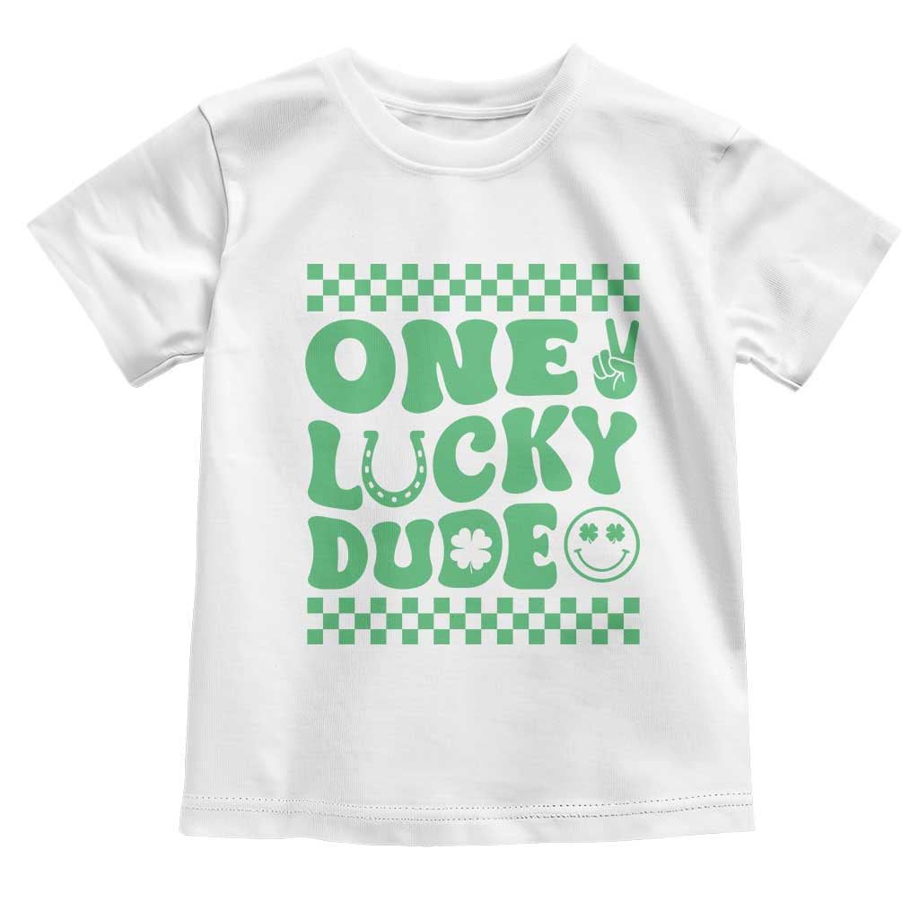 Funny One Lucky Dude Toddler T Shirt St Patrick's Day Clover Horseshoe