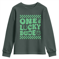 Funny One Lucky Dude Youth Sweatshirt St Patrick's Day Clover Horseshoe